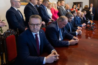 fotografia z konferencji prasowej dot. ogłoszenia przetargu na Podkarpackie Centrum Lekkiej Atletyki fot. Grzegorz Bukała